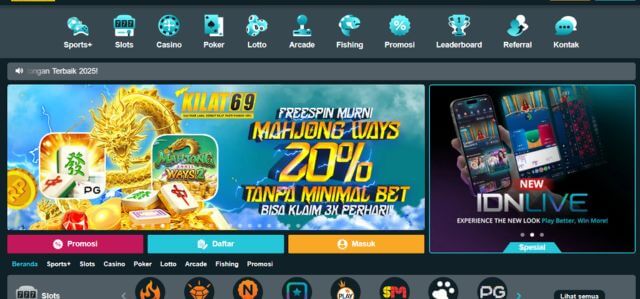 Tampilan Website Resmi KILAT69