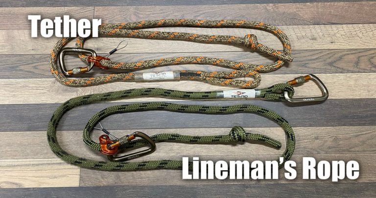 A tether and lineman's ropes needed for saddle hunting.