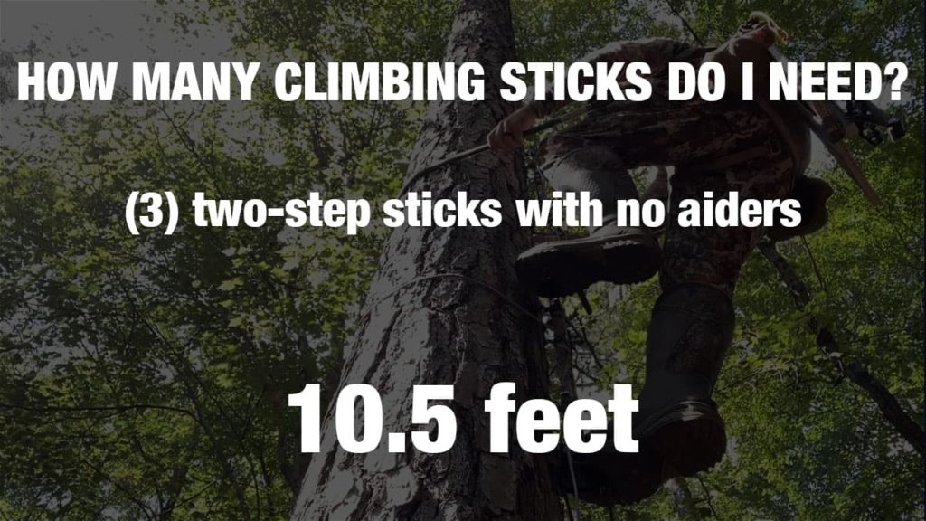 Informational slide showing how many climbing sticks are needed to climb 10.5 feet.