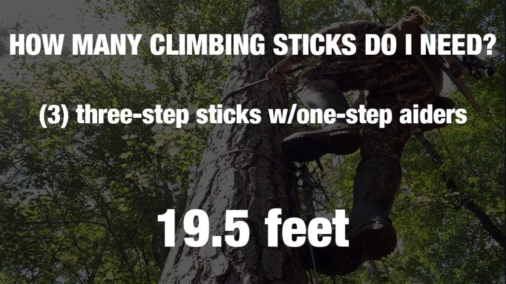 Informational slide showing how many climbing sticks are needed to climb 19.5 feet.