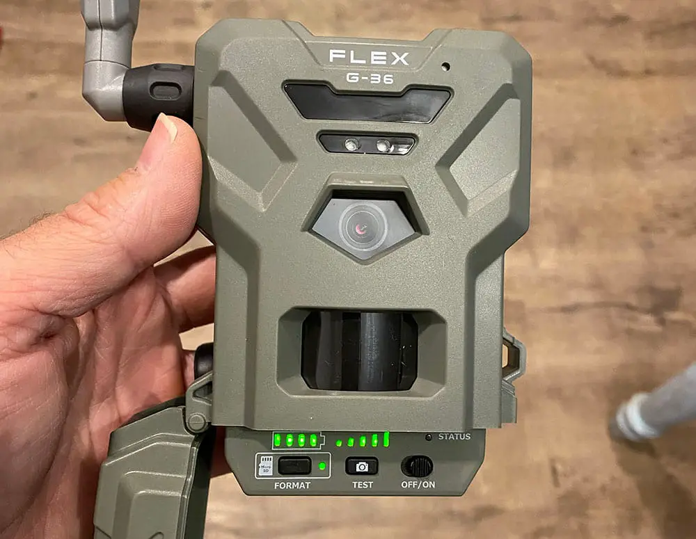 Closeup of the settings on a Flex G36 camera.